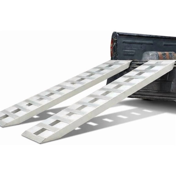 Rugerasy 2 PC 94x15 in Aluminum Loading Ramp for Trailer,Heavy Duty Truck Bed Ramps with Non Slip Surface,Silver