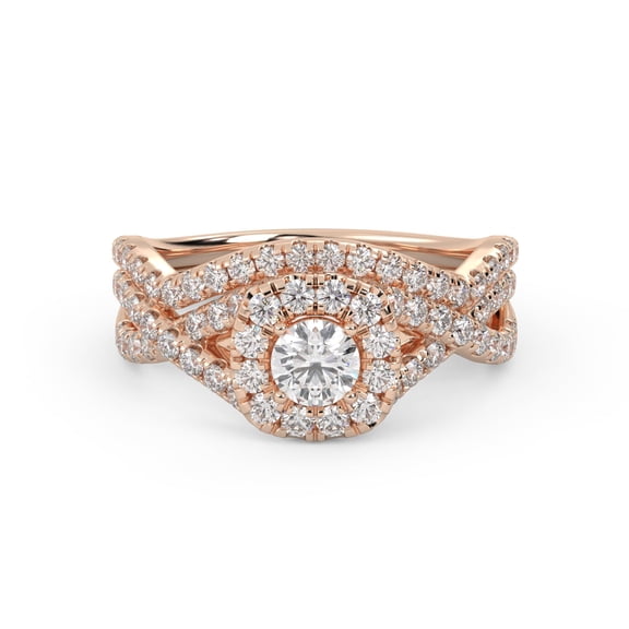 AFFY Infinity Halo Solitaire Cluster Bridal Set Ring for Women, Center 4MM Round cut Lab Created Moissanite Engagement Wedding Ring in 10K Solid Rose Gold Size-10