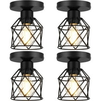 4-Pack Semi Flush Mount Lights Farmhouse 1-Light Black Lighting with Wire Cage
