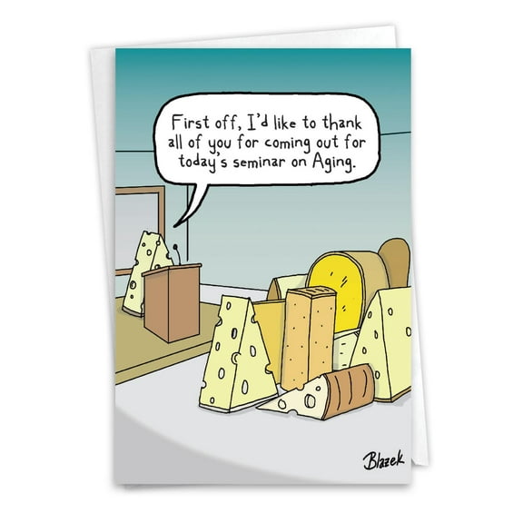 NobleWorks Funny Birthday Greeting Card with 5 x 7 Inch Envelope (1 Card) Bday Cheese Aging C10299BDG