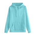 thumbnail image 4 of lcziwo Women Long Sleeve Sweatshirt Athletic Sweatshirts with Pockets Solid Color Oversized Drawstring Hoodies Winter 2026 Sky Blue,XL, 4 of 8