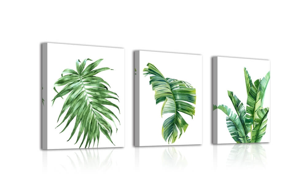Green Plant Wall Art, Monstera Plants 3 Framed Canvas Prints