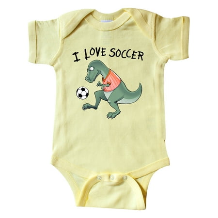 

Inktastic I Love Soccer-Dinosaur in Orange Gift Baby Boy or Baby Girl Bodysuit