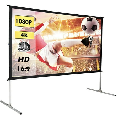 - Gymax 120'' 16:9 Portable Foldaway Projector Screen Front Projection Home Theater Movie