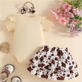 thumbnail image 4 of CAICJ98 Newborn Baby Girl Summer Clothes Bow Embroidery Short Sleeve Romper Bodysuit Ruffle Dresses Shorts Headband 3Pcs Set Cute Infant Outfits (Coffee,0-3 Months), 4 of 4