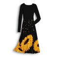 thumbnail image 4 of Vestido de pachwork con estampado floral de cuello redondo de manga larga casual de mujer de moda Pompotops  hdfakjf1274, 4 of 5