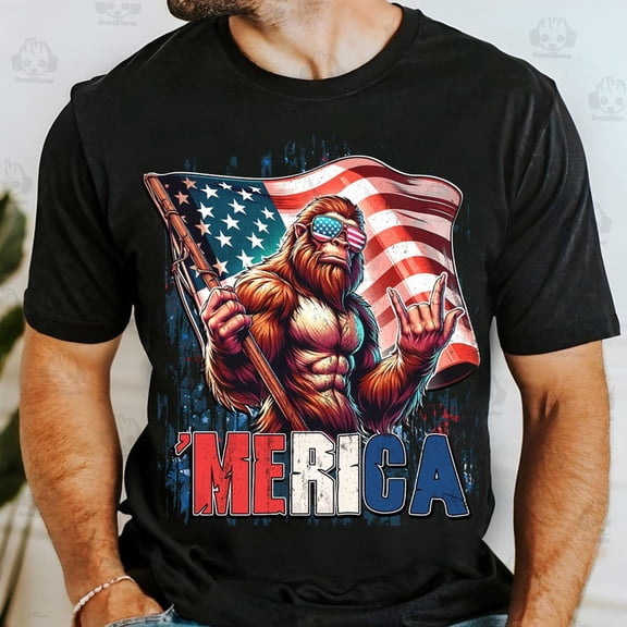 Red White and Bigfoot Shirt, Funny Patriotic Bigfoot Tee, Stay Trashy America T-Shirt, 4th of July Cryptid Humor Shirt, USA Sasquatch Top
