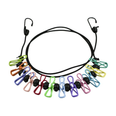 

Portable Clothesline Elastic Travel Adjustable Retractable Airer Windproof Rope Clothesline with 12 Wire Clips