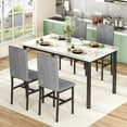 thumbnail image 2 of Furlinkhm Dining Table Set for 4 with Faux Marble Top and Velvet Upholstered Chairs, Modern Kitchen Table Rectangular Space Saving Table for Kitchen Dining Rooms Apartment and Small Spaces, 2 of 7