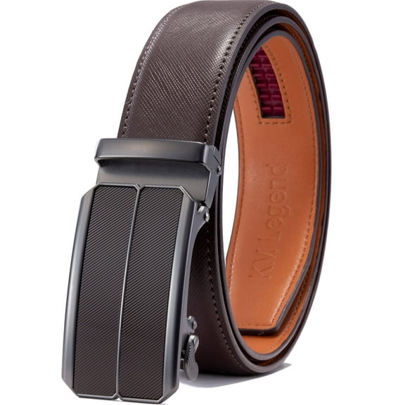 Men's Belt, KM Legend Leather Ratchet Dress Belt for Men, Jeans Belt with Adjustable Buckle, Trim to Fit for Your Size