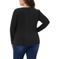 thumbnail image 4 of DARING DIVA Women's Plus Sparkly Glitter Square Neck Long Sleeve Top 1X Black, 4 of 5