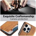 thumbnail image 5 of Premium PU Leather Flip Folio Case for iPhone 15 Pro Max, Magnetic Closure Protective Case Kickstand Function Card Cash Slots Shockproof Durable Wallet Cover Soft TPU Inner Phone Case - Brown, 5 of 17
