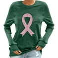 thumbnail image 2 of Homenesgenics Breast Cancer Awareness Shirts Plus Size for Women and Men Women Fashion Print Round Neck Long Sleeve T-Shirts Sweatshirts Green XL, 2 of 4