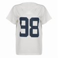 thumbnail image 2 of Women'S Oversized Off Shoulder Shirt Crewneck Number Graphic T Shirt Y2k Summer Going Out Tops White Round Neck M, 2 of 8