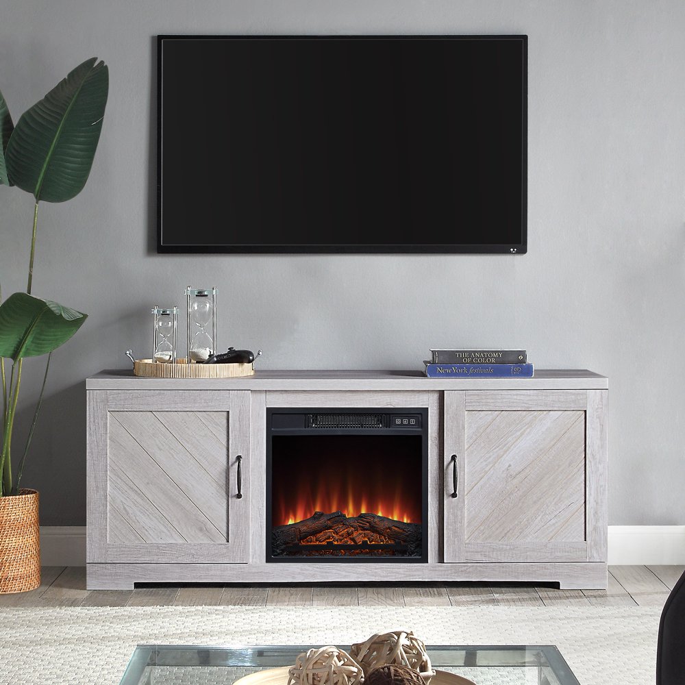BELLEZE Hilo 58 Inch Fireplace TV Stand Console with Remote Control for