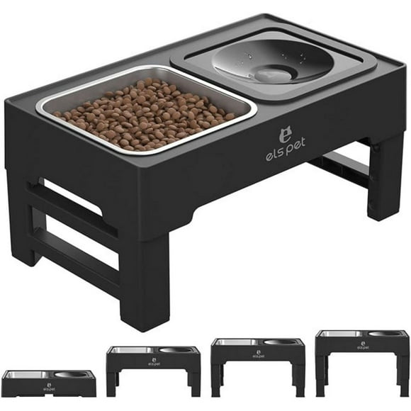 Station d’alimentation surélevée 2 en 1 Els Pet (bol en acier inoxydable + bol flottant)