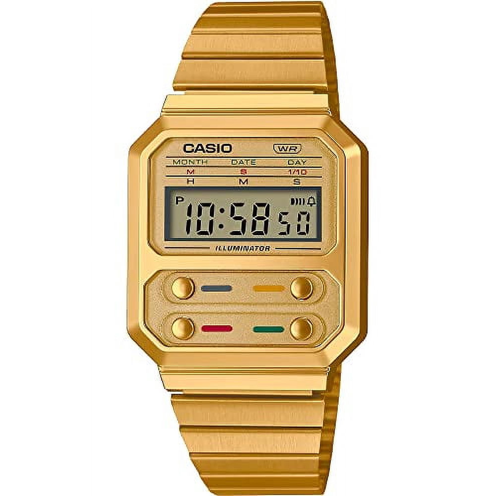 Casio A100WEG-9AV Men's Vintage Collection Gold Tone Alarm Chronograph Backlight Digital Watch