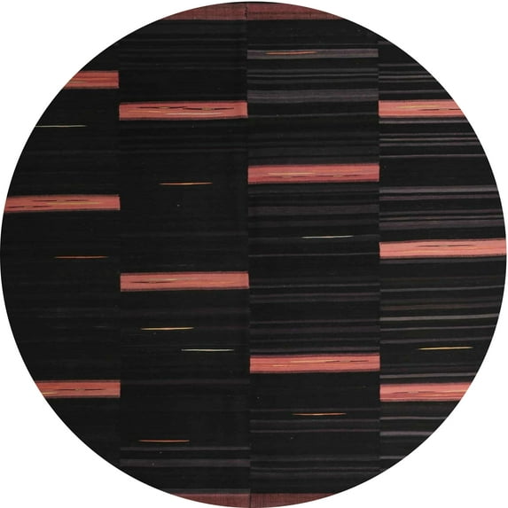 Ahgly Company Machine Washable Indoor Round Contemporary Burgundy Brown Area Rugs, 6' Round