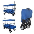 thumbnail image 1 of BLUE OUTDOOR FOLDING WAGON CANOPY GARDEN UTILITY TRAVEL CART LARGE BEACH TIRES, 1 of 4