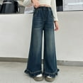thumbnail image 4 of Teen Girls' Jeans Cute Jeans Girls Straight Leg Wide Leg Denim Jeans High Waisted Girls Loose Pants with Pocket Kids Pants Girls 10-11 Years, 4 of 9
