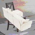 thumbnail image 3 of Modern Solid Wood Three-Seater Sofa with Ottoman in White, 3 of 19