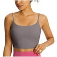 thumbnail image 2 of qolati Camisole Tops for Women Bulit in Bra Spaghetti Strap Padded Double Lined Tank Tops Soft Light-Support Workout Crop Shirts Dark Gray M, 2 of 4