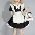 thumbnail image 5 of IUYRTFE Women's Classic Maid Cosplay Dress Ruffle Trim Bow Detail Vintage Style Costume Set, 5 of 8