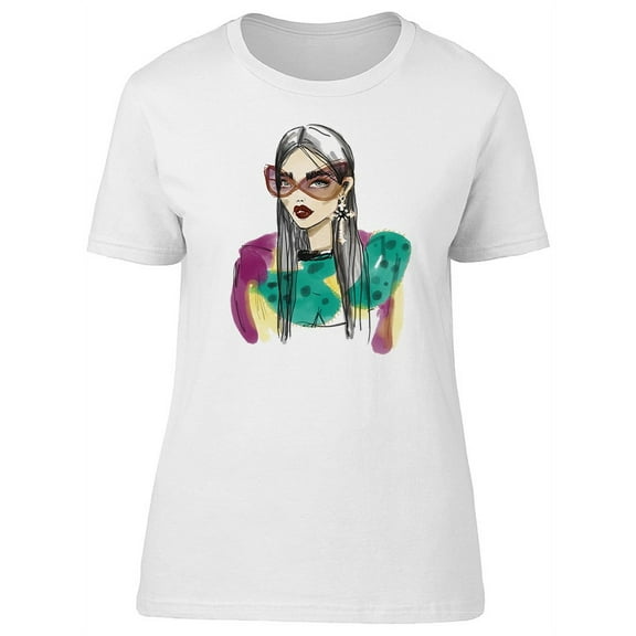 Beauty Sylish Girl With Makeup T-Shirt Women -Image by Shutterstock, Female Large