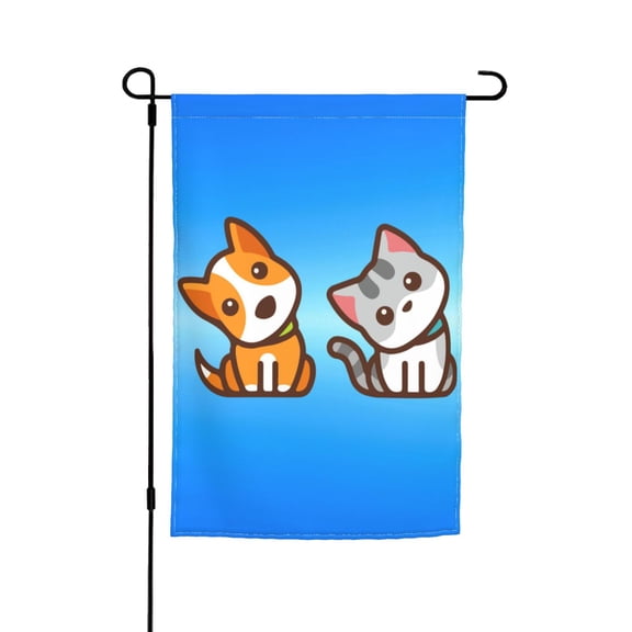 Confused Dog & Cat Garden Flag 12x18 Inch Indoor Balcony Courtyard Outdoor Decorative Flag