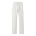 thumbnail image 5 of WREESH Womens Cotton Linen Pants Casual Color Fashionable Pocket Elastic Waist Straight Pants White, 5 of 5