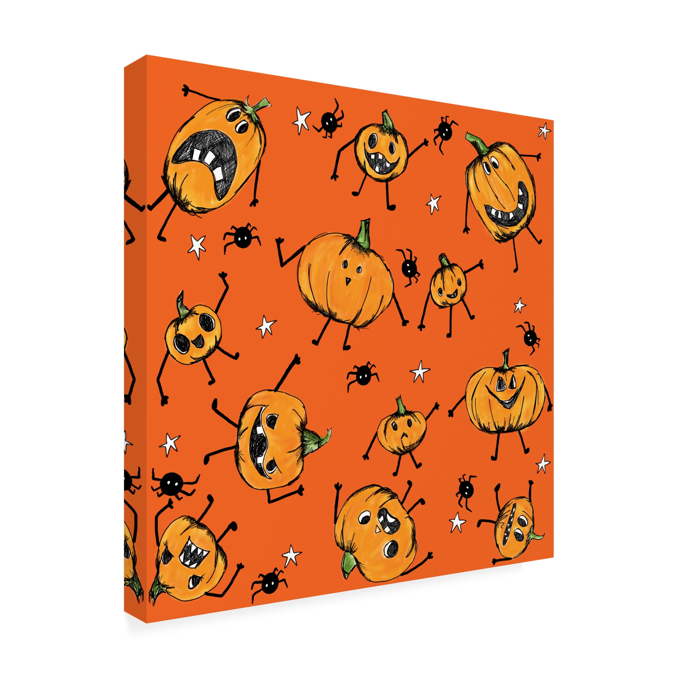 Canvas Wall Art - HUE and MI and Sangita 'Grumpy Pumpkins' Wall Art for Living Room, Bedroom, or Office Décor by Trademark Fine Art - 18 x 18 Inches