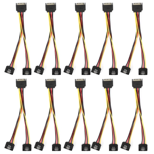 Adaptador de corriente SATA NikouMX 15pin 1 macho a 2 hembra