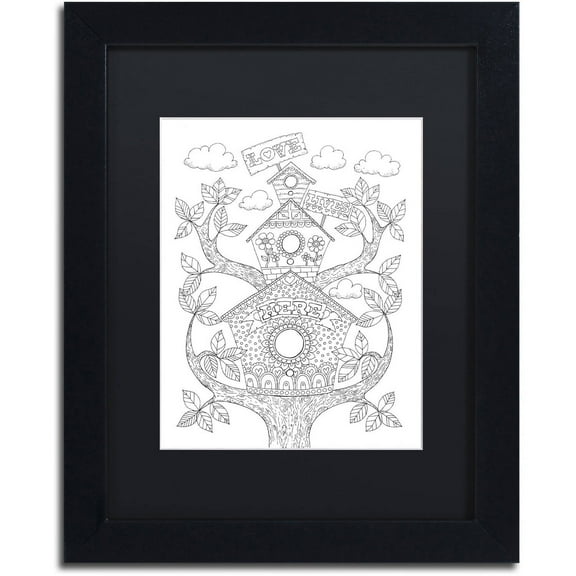 Trademark Fine Art "Letters and Words 12" Canvas Art by Hello Angel, Black Matte, Black Frame