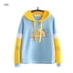 thumbnail image 4 of Jumpingount Sudadera con capucha estampada de algodón con capucha de manga larga deportes deportes mujer ropa Prendas para la parte del cuerpo azul M, 4 of 6