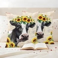 thumbnail image 3 of Cow Sunflower Pillow Covers 2 Pack Plant Farm Flower Pillowcase Waterproof Outdoor Throw Pillow Cover for Patio Garden Square Cushion 26”x26”, 3 of 9