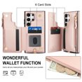 thumbnail image 3 of Wallet Case for Samsung Galaxy S25 Ultra, with Wrist and Shoulder Strap Kickstand Flip PU Leather 6 Card Slots Zipper Pocket Shockproof Protective Phone Cover for Galaxy S25 Ultra, Rosegold, 3 of 8