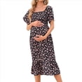 thumbnail image 2 of Vestidos Florales de para Mujer, Estilo Bohemio, Informal, de Verano, con Mangas Abullonadas, Estilo Occidental, MY112 Negro L, 2 of 7