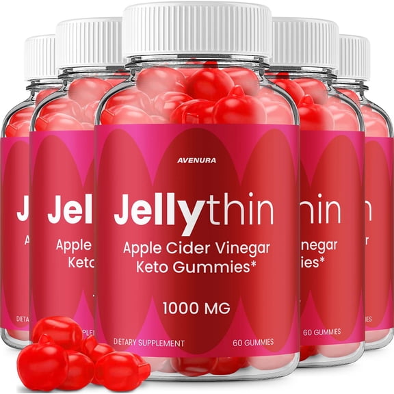Jellythin ACV Gummies Supplement – Jelly Thin Gummy Advanced Formula Apple Cider Vinegar Maximum Strength 1000MG, 5 Pack, 300 Gummies