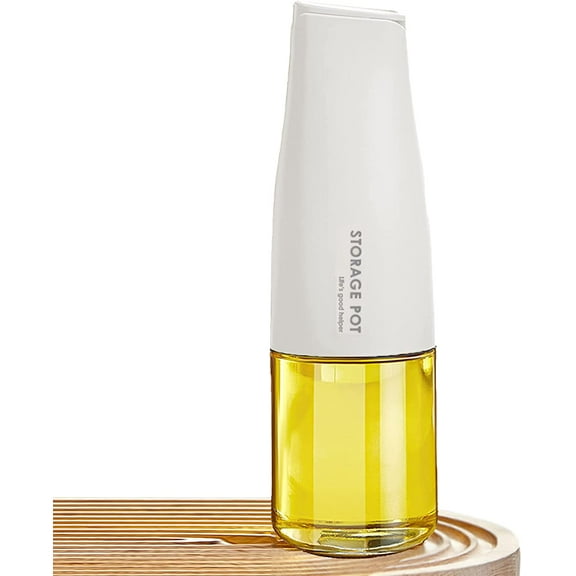 17oz Glass Olive Oil Dispenser, Oil and Vinegar Dispenser Set with Silica Gel Pourers, Weighted Pourer, Drip Free Spout Oil Dispenser Bottle for Kitchen（White）