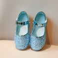 thumbnail image 6 of GiLiling Girls Mary Jane Flats, Glittery Sequin Upper Adjustable Strap, Soft Non-Slip Sole Sandals for Parties Weddings (Blue, 10.5-11 Years), 6 of 7