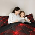thumbnail image 5 of Manfei Abstract Plaid Grid 3-Piece Full Size Comforter Sets for Boys Men Teens,Geometric Checkered Bedding Comforter Set,Black Red Lightweight Bedding Sets,Breathable Home Decor,Reversible, 5 of 8