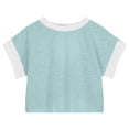 thumbnail image 6 of CAICJ98 Girls T Shirts Open Back Workout Tops Fashion Summer Casual Cute Tops Short Sleeve Crop Oversized T Shirts Athletic Shirts (Green,5-6 Years), 6 of 7