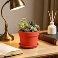thumbnail image 6 of Imitation Ceramic Plastic Plant Pot with Matching Saucer, Thickened Conical Flower Planter with Drainage Hole for Indoor Outdoor Garden Decor Red, 6 of 6