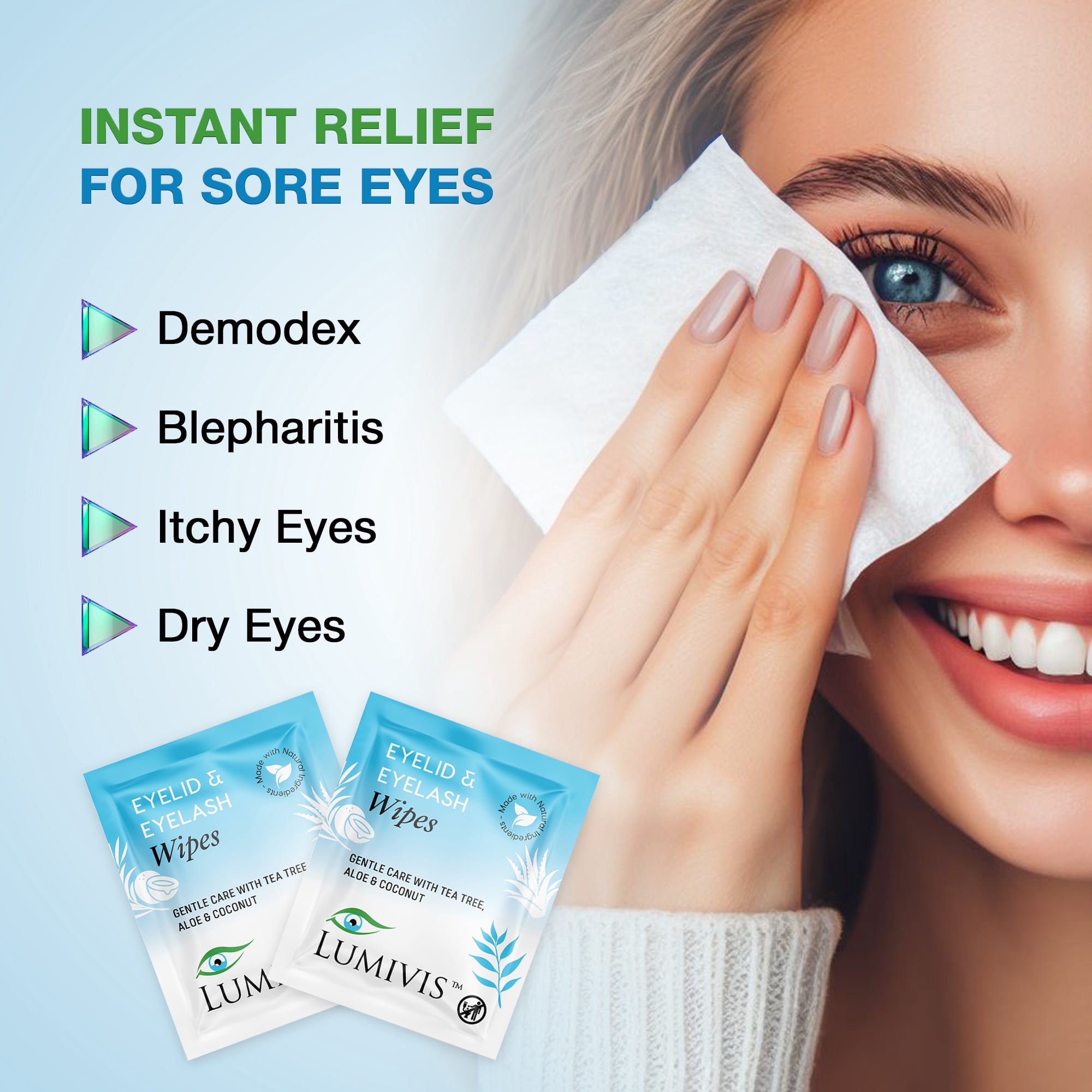 Lumivis Tea Tree Oil Eyelid Wipes  Gentle Daily Liberia | Ubuy
