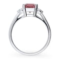 thumbnail image 4 of BERRICLE Sterling Silver 3-Stone Red Princess Cut Cubic Zirconia CZ Fashion Anniversary Ring for Women, Rhodium Plated 1.2 Carat Size 4, 4 of 9