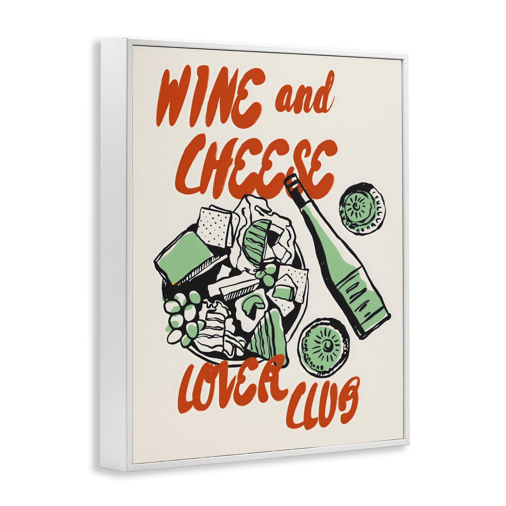 Stupell Industries Wine & Cheese Lover Club White Framed Giclee Art, design by The Prints Vibe