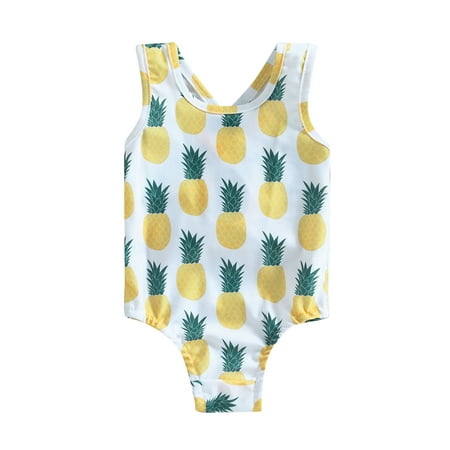 

Bagilaanoe Newborn Baby Girl One-Piece Swimsuit Pineapple Print Sleeveless Swimwear 6M 9M 12M 18M 24M Infant Ruffle Bathing Suit