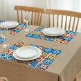 thumbnail image 3 of Floral Ethnic Bohemian Flax Placemats Set of 4, 12x18 Inch Washable Rustic Table Mats, Tribal Folk Style Vintage Decor for Colorful Kitchen or Earthy Dining Area, 3 of 6