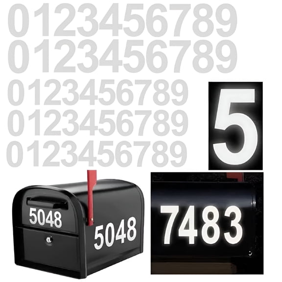 CCOCC 5 Sets Reflective Mailbox Numbers 0-9 for Outside Self Adhesive Digital Stickers(4")