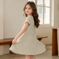 thumbnail image 6 of Grblisyd Girls Dresses Size 10-12 Solid Color Short Sleeve Casual Dresses Summer Kids Crew Neck Loose Midi Dress, 6 of 6